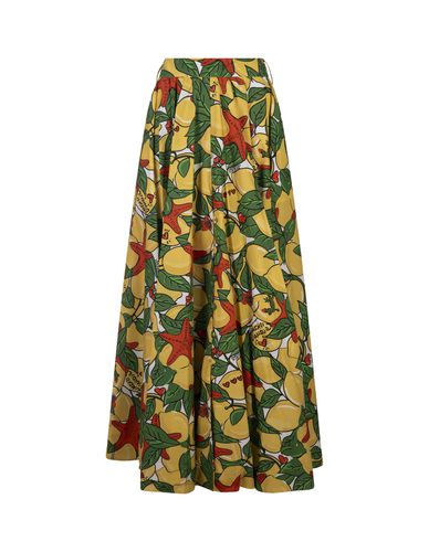 Long Flared Skirt With Lemons Print - Alessandro Enriquez - Modalova