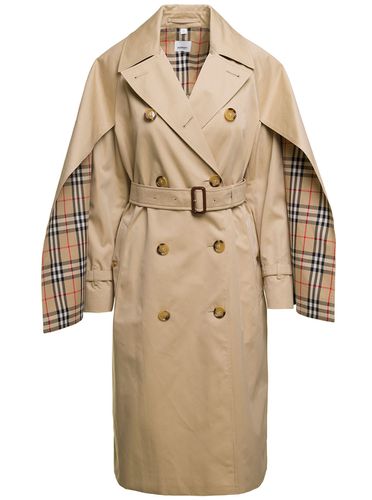Trench Coat With Cape Lined Sleeves In Cotton Woman - Burberry - Modalova