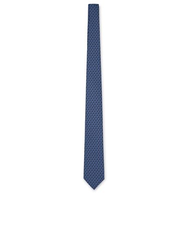 Ferragamo Blue Silk Gancini Tie - Ferragamo - Modalova