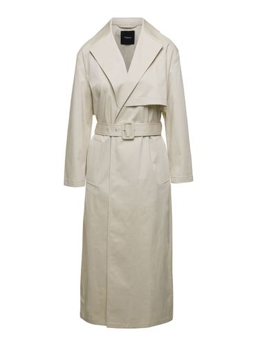 Double- Breasted Trench Coat In Cotton Stretch Woman - Theory - Modalova
