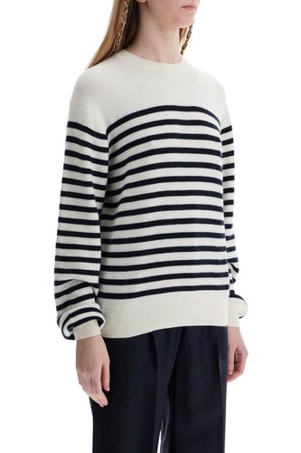 White And Navy Blue Striped Merino Wool Sweater - Khaite - Modalova