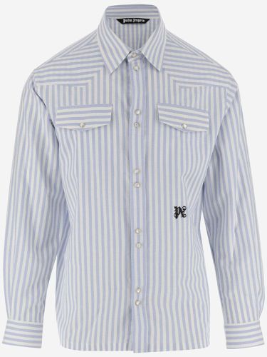 Striped Cotton Shirt With Logo - Palm Angels - Modalova
