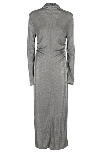 Lurex Detailed High Neck Maxi Dress - MSGM - Modalova
