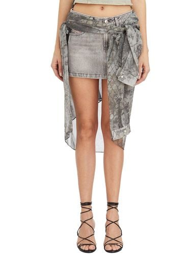 O-jeany Layered-design Asymmetric Denim Skirt - Diesel - Modalova