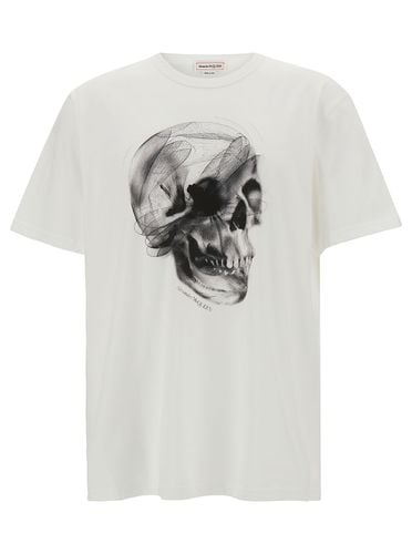 Crewneck T-shirt With Contrasting Skull Print In Cotton Man - Alexander McQueen - Modalova