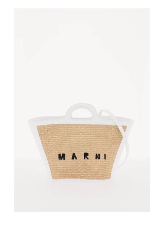 Small Tropicalia Summer Bag In Leather And Natural Raffia - Marni - Modalova