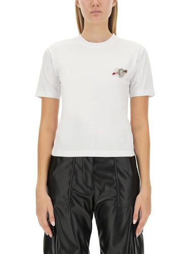 T-shirt With Heart Embroidery Patch Graphics - MSGM - Modalova