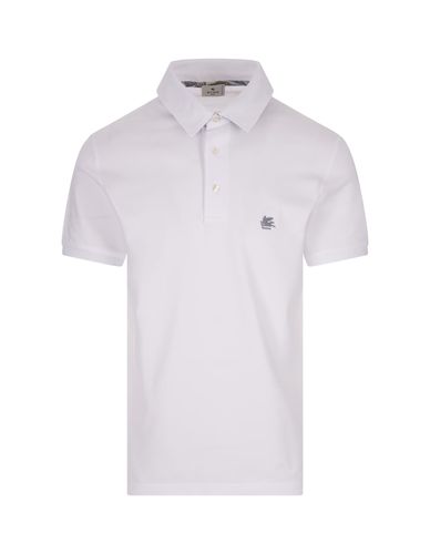 White Polo Shirt With Logo And Paisley Undercollar - Etro - Modalova
