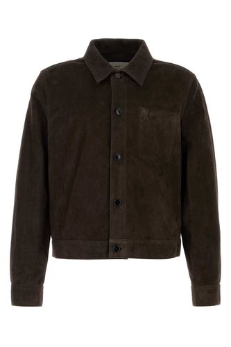 Brown Leather Shirt - Ami Alexandre Mattiussi - Modalova