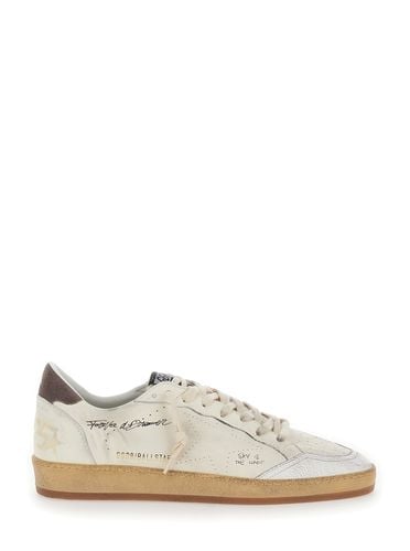 Ballstar Low Top Sneakers With Handwriting Detail In Used Effect Lesther Man - Golden Goose - Modalova
