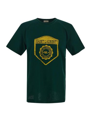 Green Logo Print T-shirt - Saint Laurent - Modalova