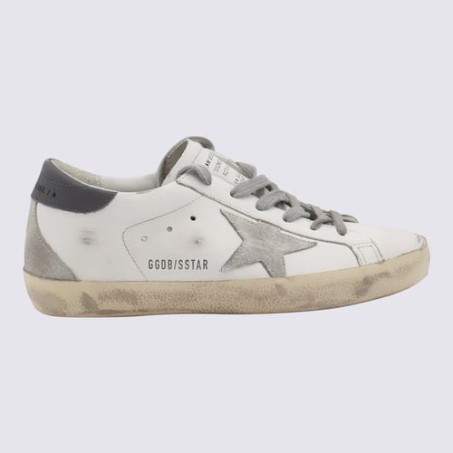 White And Grey Leather Super-star Sneakers - Golden Goose - Modalova