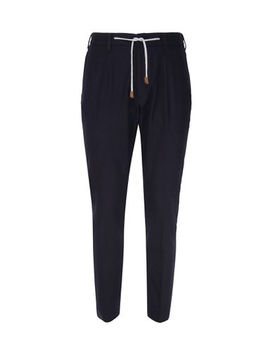 Navy Wool Blend Pressed-crease Trousers - Eleventy - Modalova