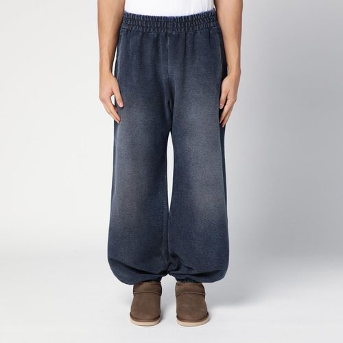 Black Washed Cotton Wide Trousers - Palm Angels - Modalova