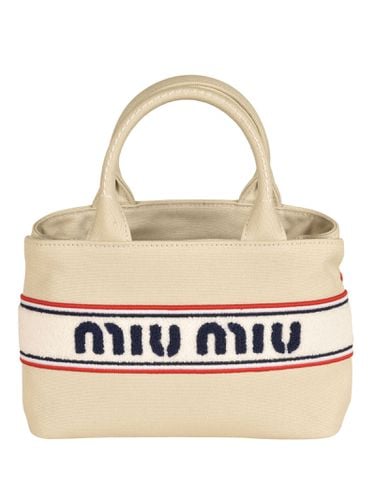 Stripe Logo Detail Top Handle Handbag - Miu Miu - Modalova