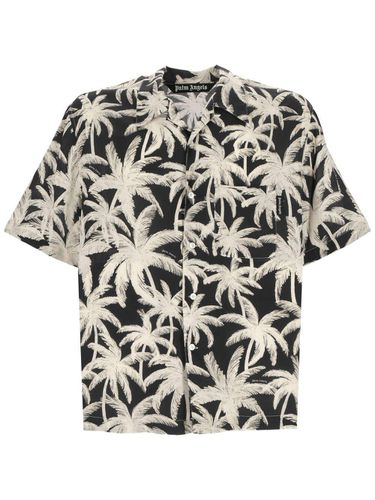 All-over Palm Printed Short-sleeved Shirt - Palm Angels - Modalova