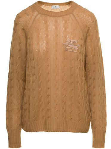 Braided Pullover With Embroidered Logo On The Chest In Cashmere Woman - Etro - Modalova