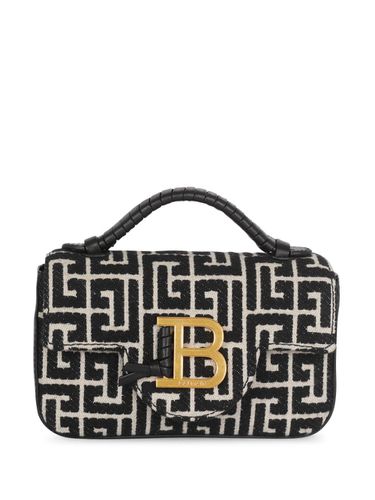 Handbag With Logo Buckle And Monogram In Jacquard Canvas - Balmain - Modalova