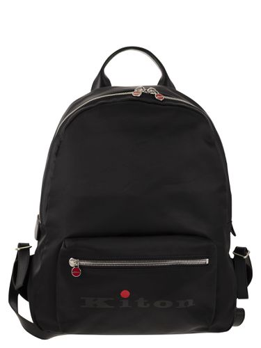 Nylon Backpack With Leather Details - Kiton - Modalova