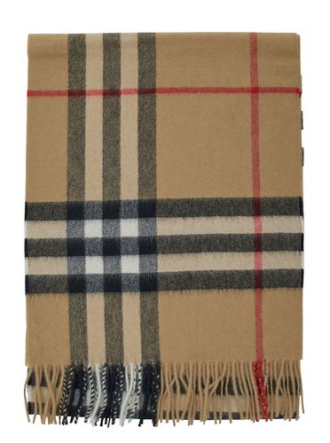 Scarf With Check Print In Cashmere Woman - Burberry - Modalova
