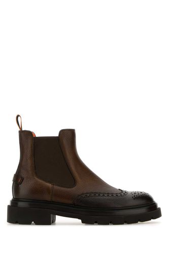 Santoni Brown Leather Ankle Boots - Santoni - Modalova