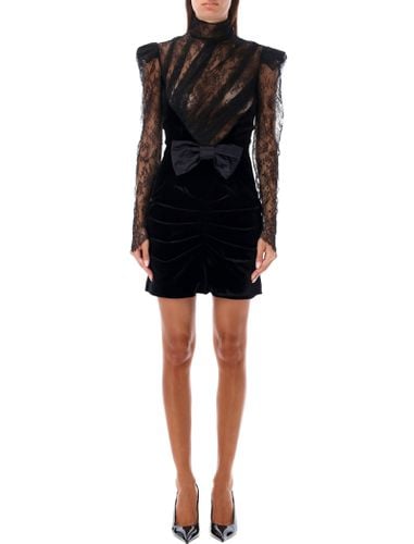 Velvet And Lace Mini Dress - Alessandra Rich - Modalova