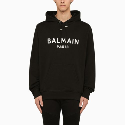 Balmain Black Hoodie With Logo - Balmain - Modalova