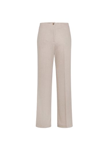 High-waisted Flannel Dove Grey Trousers - Seventy - Modalova