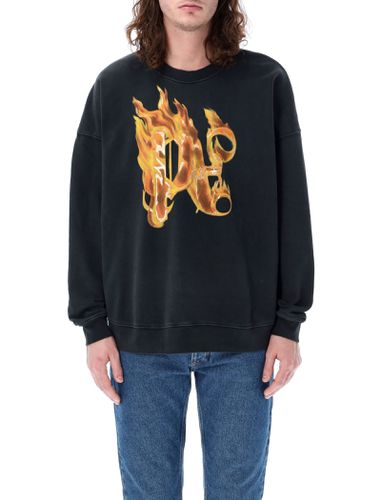 Burning Monogram Sweatshirt - Palm Angels - Modalova