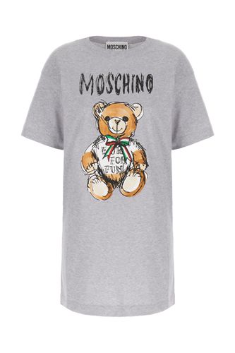 Melange Grey Cotton Oversize T-shirt Dress - Moschino - Modalova