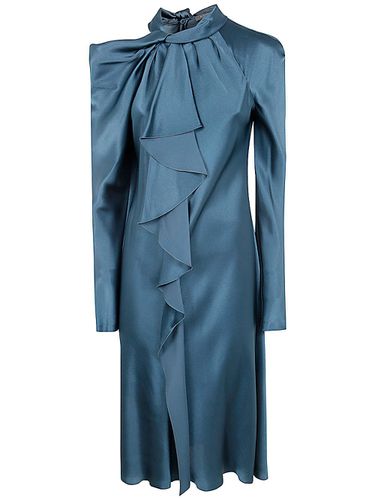 Long Sleeved Draped Satin Midi Dress - Alberta Ferretti - Modalova