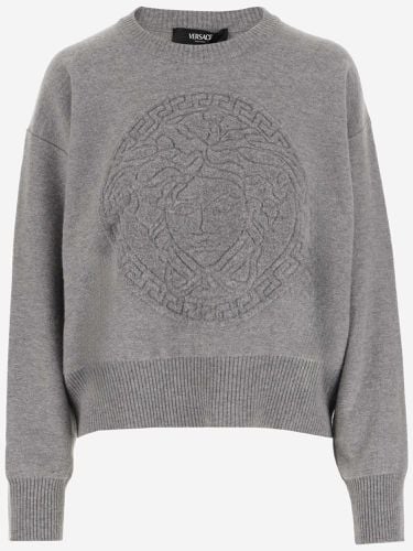 Wool And Cashmere Pullover With Medusa - Versace - Modalova