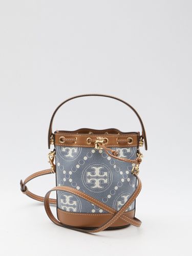 T Monogram Denim Mini Bucket Bag - Tory Burch - Modalova