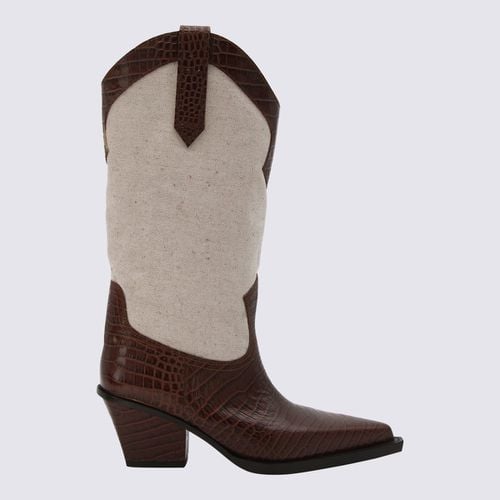 White And Brown Leather Rosario Boots - Paris Texas - Modalova