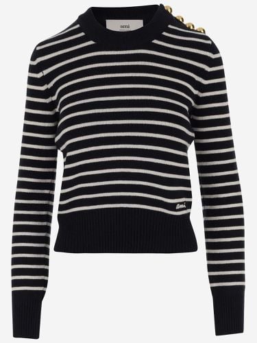 Cotton Blend Pullover With Striped Pattern - Ami Alexandre Mattiussi - Modalova