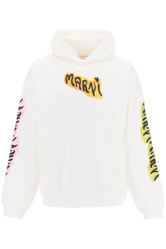 Marni Logo Print Hoodie - Marni - Modalova