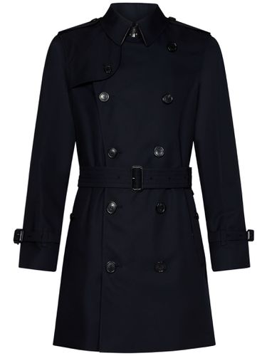 Wimbledon Blue Double-breasted Trench Coat With Belt And Branded Buttons In Cotton Man - Burberry - Modalova