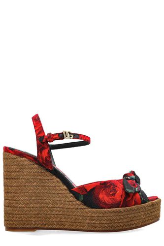 Floral Motif Wedge Sandals - Dolce & Gabbana - Modalova