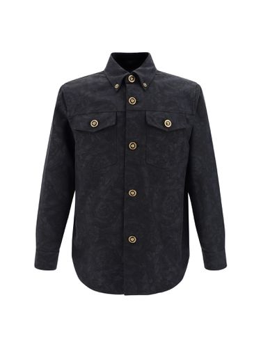 Barocco Anthracite Cotton Shirt - Versace - Modalova
