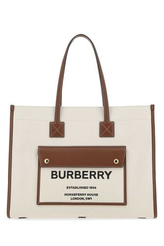 Two-tone Leather And Canvas Medium Freya Shopping - Burberry - Modalova