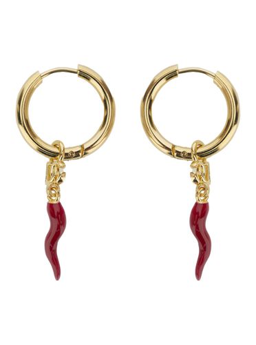 Gold Tone Creole Earrings With Horn In Brass Woman - Dolce & Gabbana - Modalova