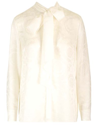 Versace Ivory Silk Lavalier Shirt - Versace - Modalova