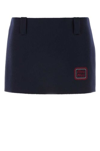 Dark Blue Wool Blend Mini Skirt - Miu Miu - Modalova