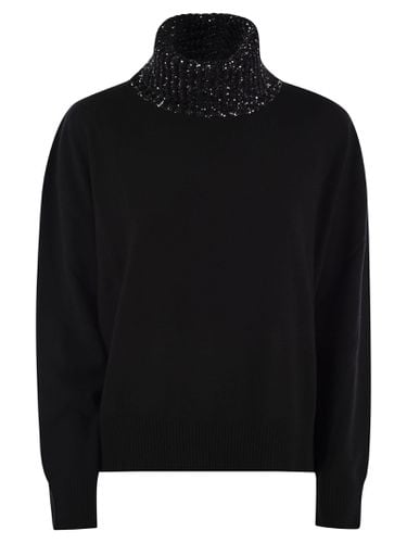 Turtle Neck Sweater With Sequin Collar - Fabiana Filippi - Modalova