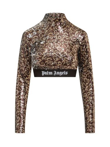 Logo Tape Sequins Long Sleeve Top - Palm Angels - Modalova