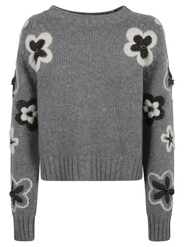 Wool Blend Flower Sweater - Bruno Manetti - Modalova