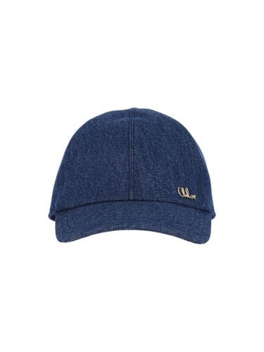 Chloé iconic Denim Baseball Cap - Chloé - Modalova