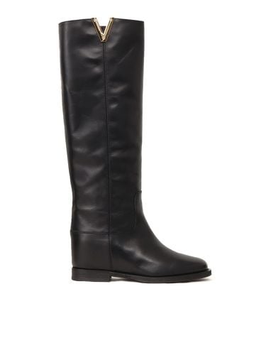 Via Roma 15 Black Leather Boots - Via Roma 15 - Modalova