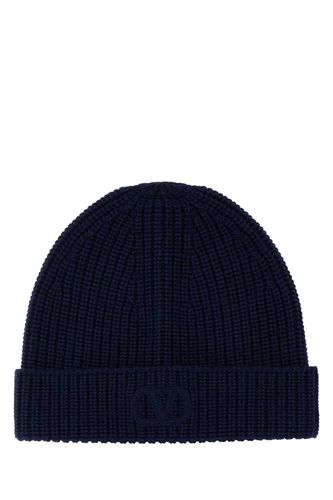 Midnight Blue Wool Beanie Hat - Valentino Garavani - Modalova