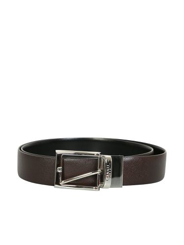 Leather Belt With Engraved Logo - Canali - Modalova
